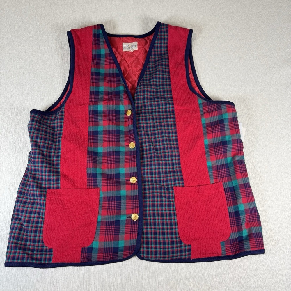 Susan Bristol Patchwork Vest Womens Sz 2X Plaid Cottagecore Prairie Peasant NWT